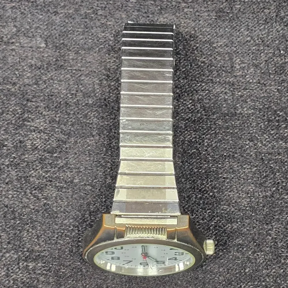 Vintage Japan Movement Metal Bezel Silver Stretch Band Analog Watch